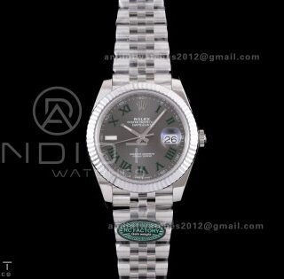DateJust 41 126334 RCF 1:1 Best Edition 904L Steel Gray Dial Green Roman on Jubilee Bracelet RC3235