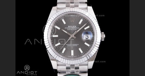 DateJust 41 126334 RCF 1:1 Best Edition 904L Steel Gray Stick Dial on Jubilee Bracelet RC3235