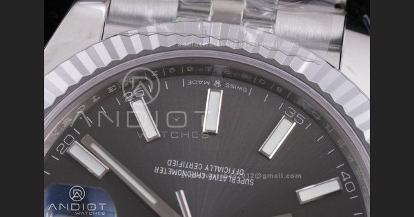 DateJust 41 126334 RCF 1:1 Best Edition 904L Steel Gray Stick Dial on Jubilee Bracelet RC3235