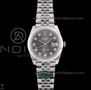 DateJust 41 126334 RCF 1:1 Best Edition 904L Steel Grey Diamonds Dial on Jubilee Bracelet RC3235