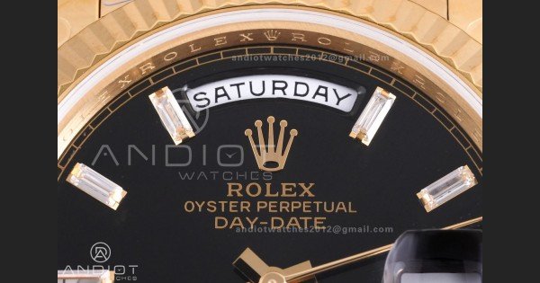 Day Date 228238 40mm Gain Weight QF 1:1 Best Edition Black Dial T Diamond Markers On YG President Bracelet DD3255