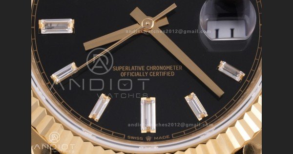 Day Date 228238 40mm Gain Weight QF 1:1 Best Edition Black Dial T Diamond Markers On YG President Bracelet DD3255