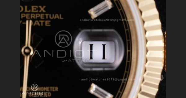 Day Date 228238 40mm Gain Weight QF 1:1 Best Edition Black Dial T Diamond Markers On YG President Bracelet DD3255