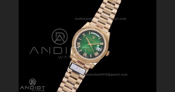 Day Date 228238 40mm Gain Weight QF 1:1 Best Edition Green Dial Roman Marker On YG President Bracelet DD3255