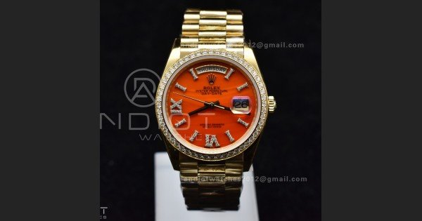 Day Date 36 YG RAF 1:1 Best Edition Red Carnelian Dial on YG Bracelet A2836