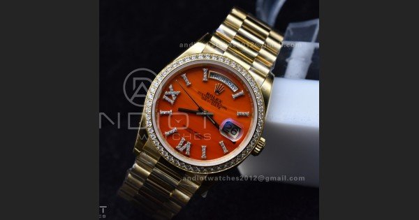 Day Date 36 YG RAF 1:1 Best Edition Red Carnelian Dial on YG Bracelet A2836