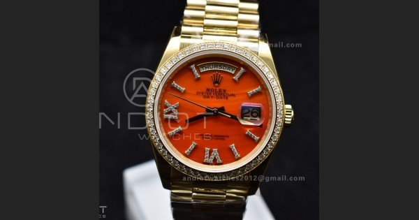 Day Date 36 YG RAF 1:1 Best Edition Red Carnelian Dial on YG Bracelet A2836