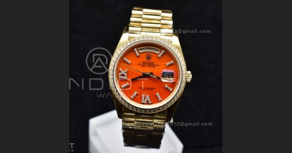 Day Date 36 YG RAF 1:1 Best Edition Red Carnelian Dial on YG Bracelet A2836
