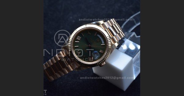 Day Date 40 RG 228235 THBF 1:1 Best Edition Green Roman Dial on President Bracelet VR3255 V3 (Gain Weight)