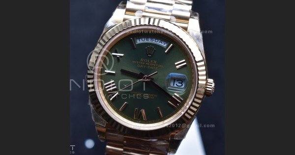 Day Date 40 RG 228235 THBF 1:1 Best Edition Green Roman Dial on President Bracelet VR3255 V3 (Gain Weight)