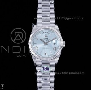 Day Date 40 SS 228236 THBF 1:1 Best Edition Ice Blue Roman Dial on President Bracelet VR3255 V3 (Gain Weight)