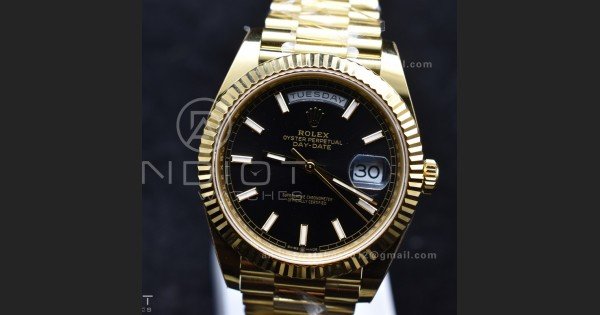 Day Date 40 YG 228238 ARF 1:1 Best Edition Black Stick Dial On President Bracelet VR3255 (Gain Weight)