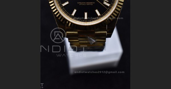 Day Date 40 YG 228238 ARF 1:1 Best Edition Black Stick Dial On President Bracelet VR3255 (Gain Weight)