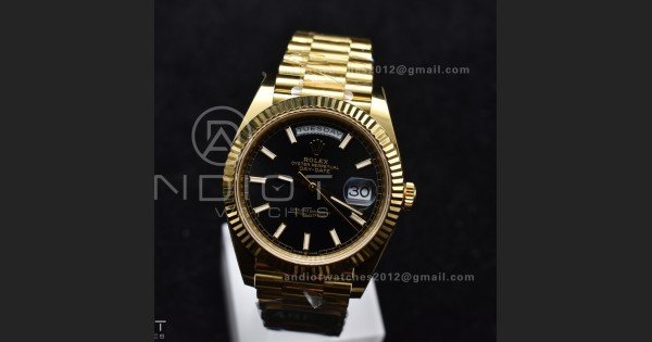 Day Date 40 YG 228238 ARF 1:1 Best Edition Black Stick Dial On President Bracelet VR3255 (Gain Weight)