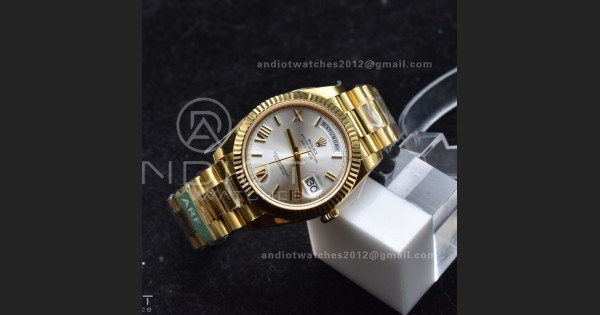 Day Date 40 YG 228238 ARF 1:1 Best Edition Silver Roman Dial On President Bracelet VR3255 (Gain Weight)