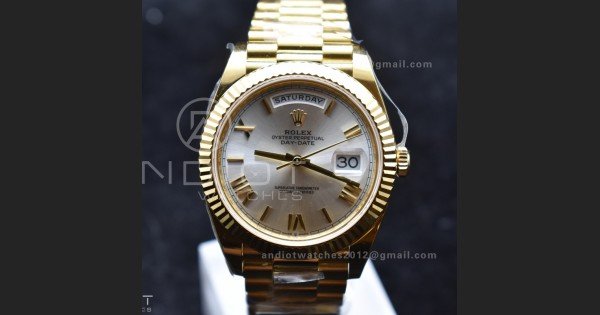 Day Date 40 YG 228238 ARF 1:1 Best Edition Silver Roman Dial On President Bracelet VR3255 (Gain Weight)