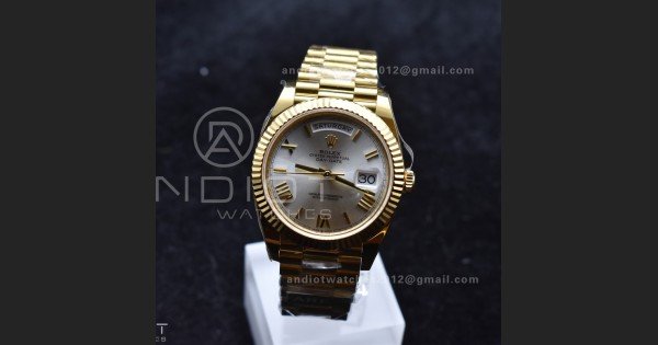 Day Date 40 YG 228238 ARF 1:1 Best Edition Silver Roman Dial On President Bracelet VR3255 (Gain Weight)