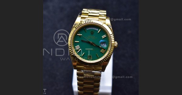 Day Date 40 YG 228238 THBF 1:1 Best Edition Green Roman Dial on President Bracelet VR3255 V3 (Gain Weight)
