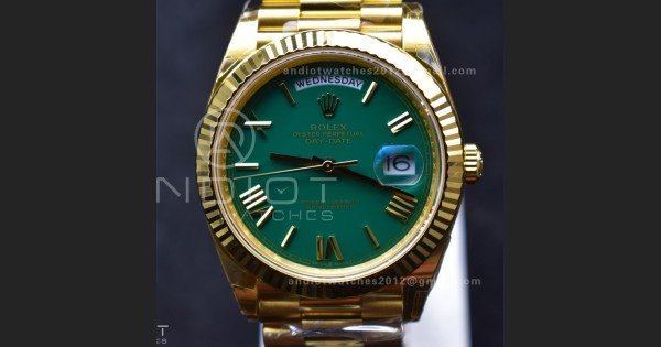 Day Date 40 YG 228238 THBF 1:1 Best Edition Green Roman Dial on President Bracelet VR3255 V3 (Gain Weight)