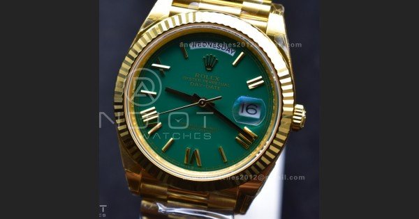 Day Date 40 YG 228238 THBF 1:1 Best Edition Green Roman Dial on President Bracelet VR3255 V3 (Gain Weight)