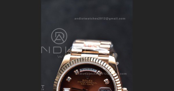 DayDate 36 RG QF Best Edition 904L Steel Brown Diamond Dial on President Bracelet vr3255 V5 (Gain Weight)