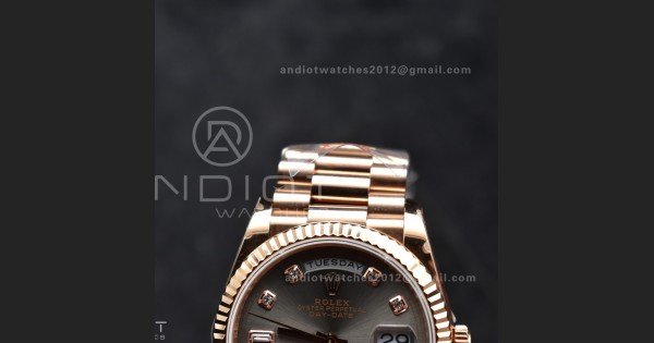 DayDate 36 RG QF Best Edition 904L Steel Grey Dial with Square Diamond on President Bracelet vr3255 V5 (Gain Weight)