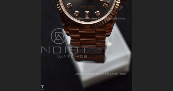 DayDate 36 RG QF Best Edition 904L Steel Grey Dial with Square Diamond on President Bracelet vr3255 V5 (Gain Weight)