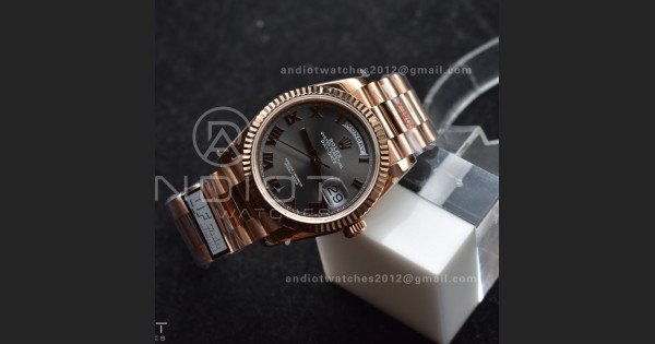 DayDate 36 RG QF Best Edition 904L Steel Grey Roman Dial on President Bracelet vr3255 V5 (Gain Weight)