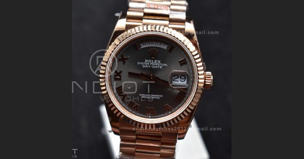 DayDate 36 RG QF Best Edition 904L Steel Grey Roman Dial on President Bracelet vr3255 V5 (Gain Weight)