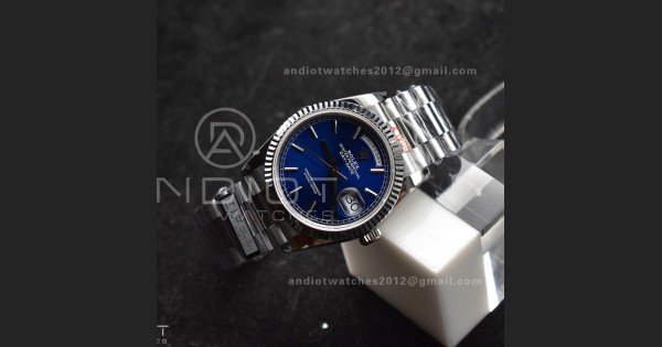 DayDate 36 SS QF Best Edition 904L Steel Blue Dial on President Bracelet vr3255 V5 (Gain Weight)