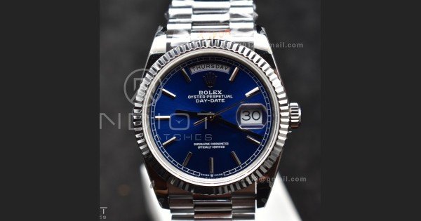 DayDate 36 SS QF Best Edition 904L Steel Blue Dial on President Bracelet vr3255 V5 (Gain Weight)