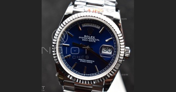 DayDate 36 SS QF Best Edition 904L Steel Blue Dial on President Bracelet vr3255 V5 (Gain Weight)