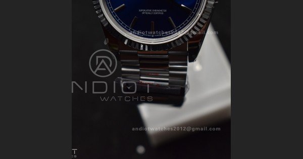 DayDate 36 SS QF Best Edition 904L Steel Blue Dial on President Bracelet vr3255 V5 (Gain Weight)