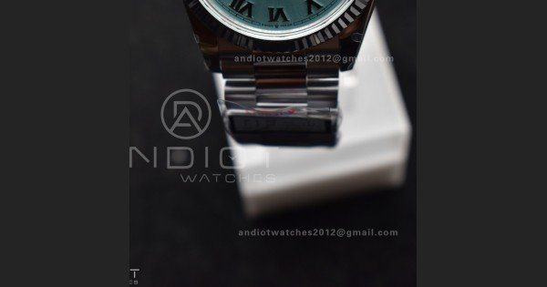 DayDate 36 SS QF Best Edition 904L Steel Light Blue Roman Dial on President Bracelet vr3255 V5 (Gain Weight)