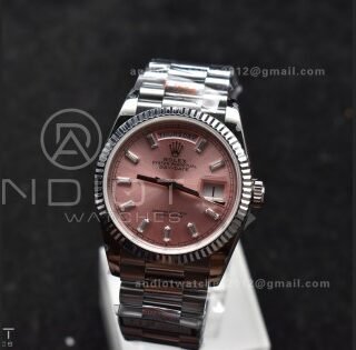 DayDate 36 SS QF Best Edition 904L Steel Pink Diamond Dial on President Bracelet vr3255 V5 (Gain Weight)