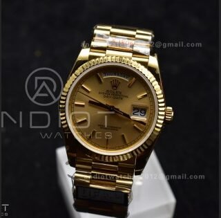 DayDate 36 YG QF Best Edition 904L Steel Gold Dial on President Bracelet vr3255 V5 (Gain Weight)