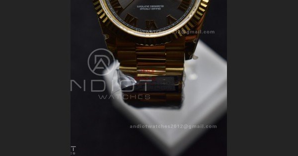 DayDate 36 YG QF Best Edition 904L Steel Grey Dial with Roman Marker on President Bracelet vr3255 V5 (Gain Weight)