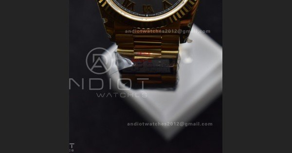 DayDate 36 YG QF Best Edition 904L Steel Grey Dial with Roman Marker on President Bracelet vr3255 V5 (Gain Weight)