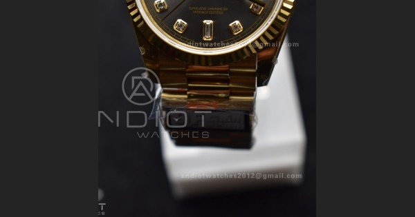 DayDate 36 YG QF Best Edition 904L Steel Grey Dial with Square Diamond on President Bracelet vr3255 V5 (Gain Weight)