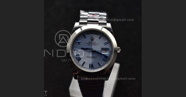 DayDate 40 GMF Tungsten Weighted 904L Steel Blue Dial Roman Markers On President Bracelet A3255 V4
