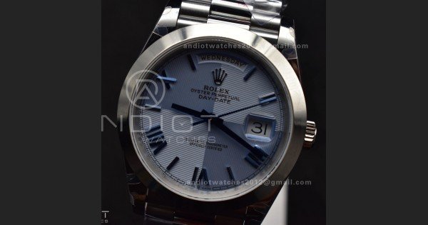 DayDate 40 GMF Tungsten Weighted 904L Steel Blue Dial Roman Markers On President Bracelet A3255 V4