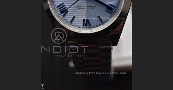 DayDate 40 GMF Tungsten Weighted 904L Steel Blue Dial Roman Markers On President Bracelet A3255 V4