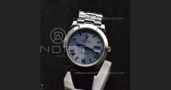 DayDate 40 GMF Tungsten Weighted 904L Steel Blue Dial Roman Markers On President Bracelet A3255 V4