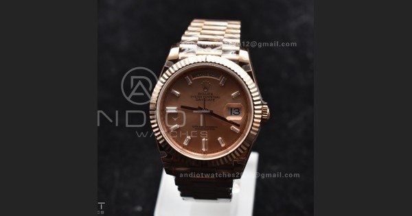 DayDate 40 RG GMF Plated 904L Steel RG Dial Crystal Markers On President Bracelet A2836 V2