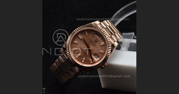 DayDate 40 RG GMF Plated 904L Steel RG Dial Crystal Markers On President Bracelet A2836 V2