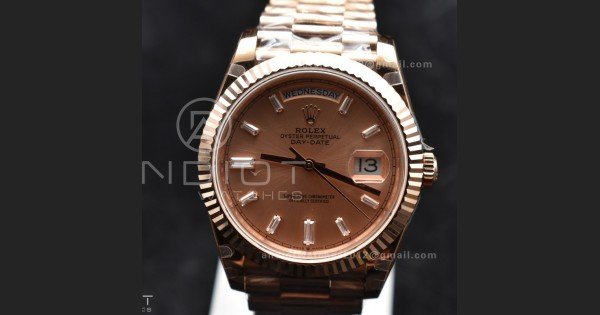 DayDate 40 RG GMF Plated 904L Steel RG Dial Crystal Markers On President Bracelet A2836 V2