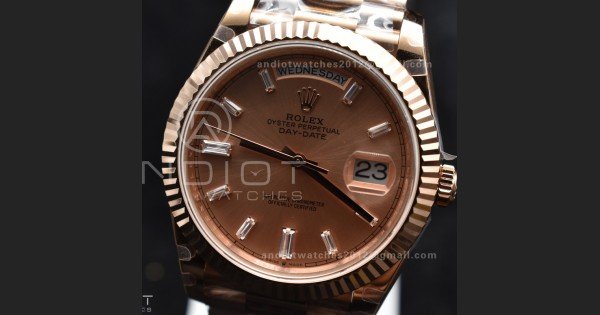 DayDate 40 RG GMF Plated 904L Steel RG Dial Crystal Markers On President Bracelet A2836 V2
