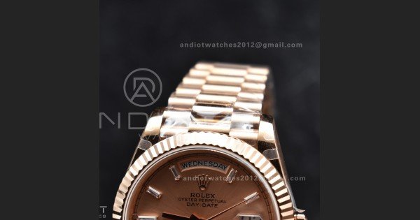 DayDate 40 RG GMF Plated 904L Steel RG Dial Crystal Markers On President Bracelet A2836 V2