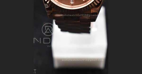 DayDate 40 RG GMF Plated 904L Steel RG Dial Crystal Markers On President Bracelet A2836 V2