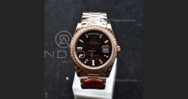 DayDate 40 RG JDF 904L Steel Meteorite Dial Crystal Markers On President Bracelet A3255